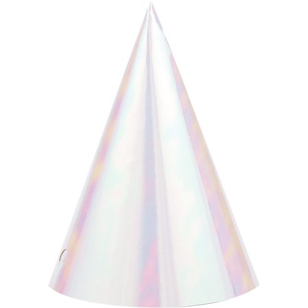 CREATIVE CONVERTING Iridescent Party Party Hats, 4.25"x6.25", 96PK 336386